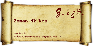 Zeman Ákos névjegykártya